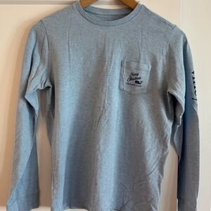 Boy’s Vineyard Vines Gray Long-Sleeve Christmas Pocket T-Shirt - Size M